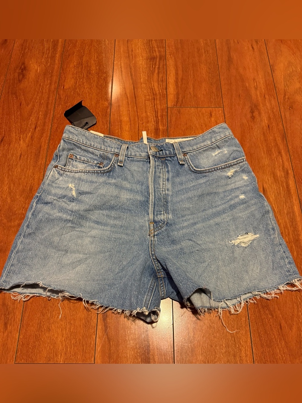 rag & bone Light Blue Distressed Denim Cutoff Shorts